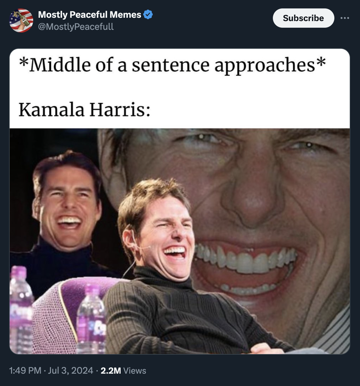 reddit moderators meme - Mostly Peaceful Memes Subscribe Middle of a sentence approaches Kamala Harris 333 2.2M Views